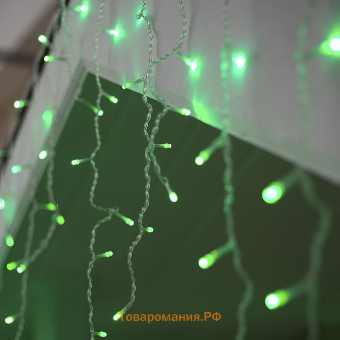 Гирлянда «Бахрома» 4 × 0.6 м, IP44, прозрачная нить, 180 LED, свечение зелёное, 8 режимов, 220 В