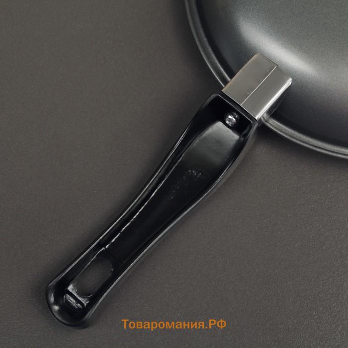 Сковорода «Жаклин», d=20 см, толщина 0.65 мм, пластиковая ручка, антипригарное покрытие, чёрная