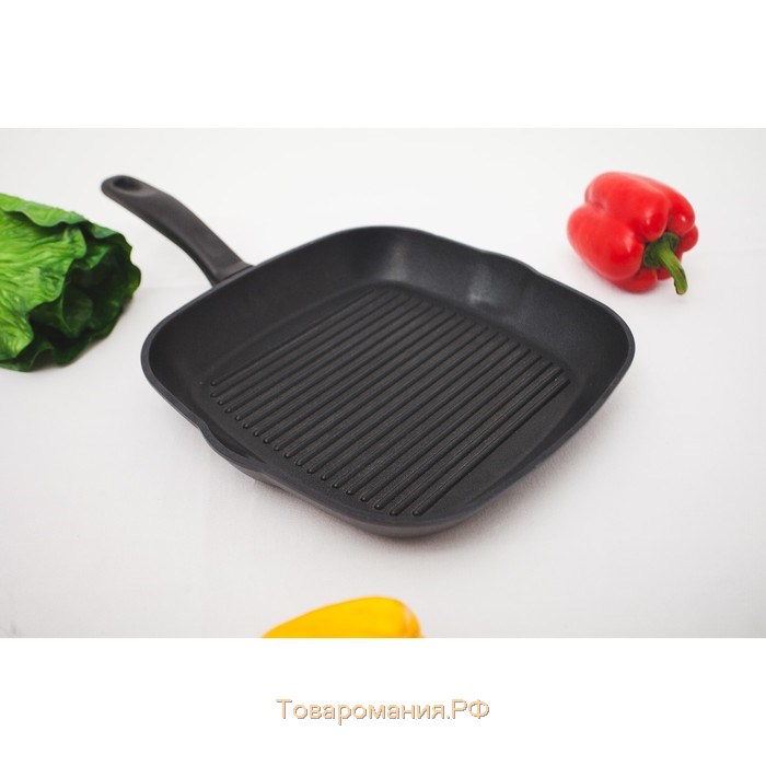 Сковорода-гриль квадратная  «Элит», 26×26 см, антипригарное покрытие