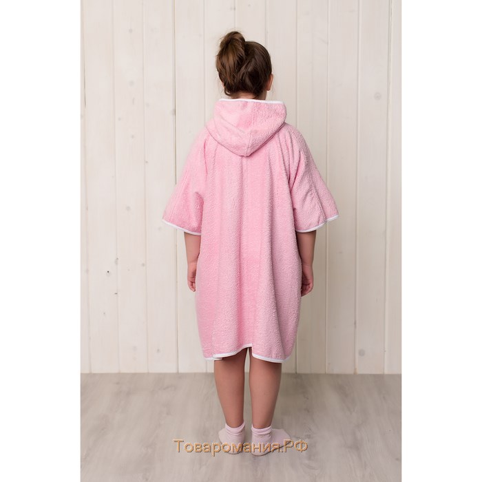 Халат-пончо для девочки, размер 80х100 см, махра, цвет розовый