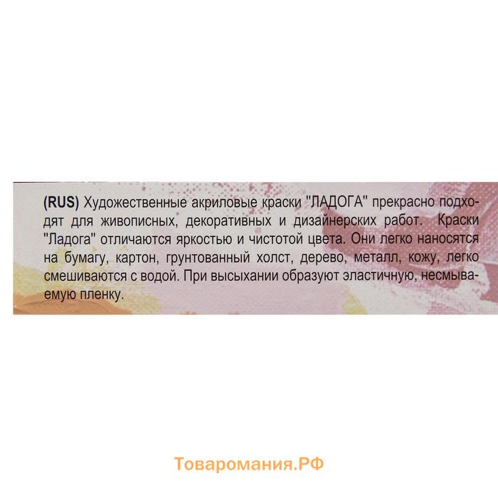 Краска акриловая в тубе, набор 10 цветов х 46 мл, ЗХК "Ладога", художественный, 2241142