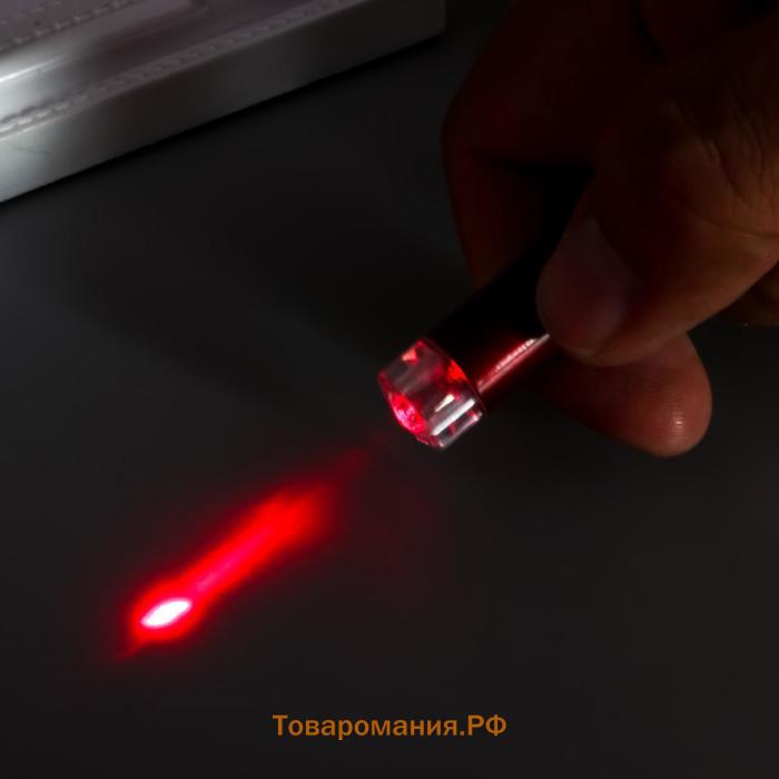 Фонарик+лазер 3 режима "Металлик" МИКС 6х1х1 см