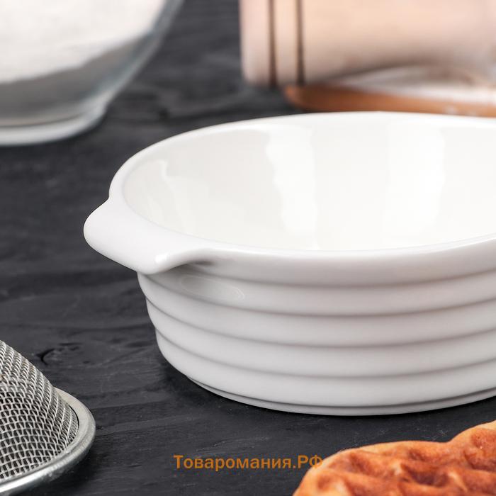 Форма для выпечки SL Home «Санторини», 250 мл, 13.6×12×4.5 см, жаропрочная керамика, белая