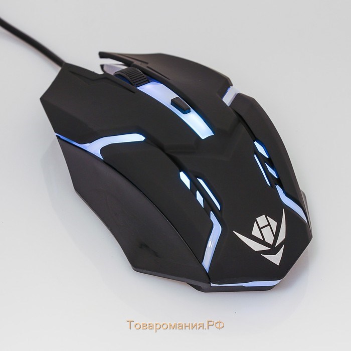 Мышь Nakatomi MOG-03U Gaming, игровая, проводная, 4 кнопки, подсветка, 1600 dpi, USB, чёрная