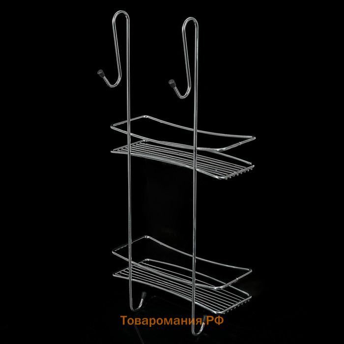 Полка навесная для душевой кабины 2-х ярусная «Лагуна», хром