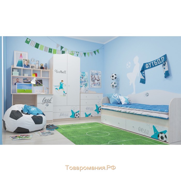 Шкаф 2-х дверный с ящиками Football, 800х450х1890, Белый