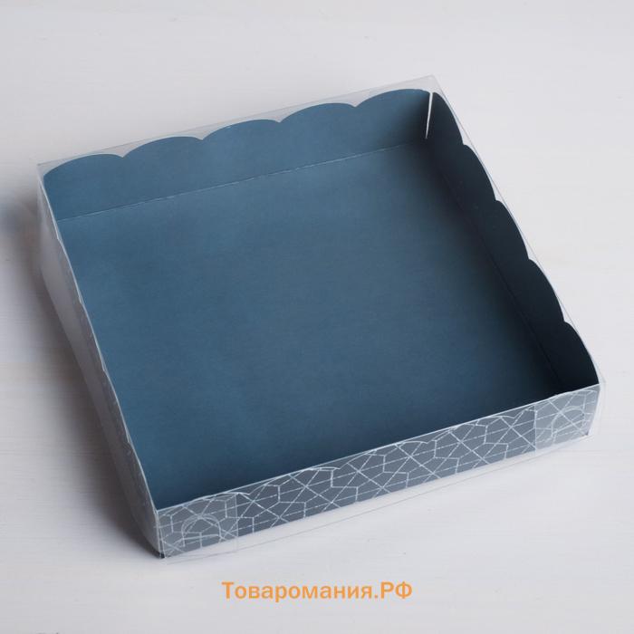 Коробка для печенья, кондитерская упаковка с PVC крышкой, Present, 15 х 15 х 3 см