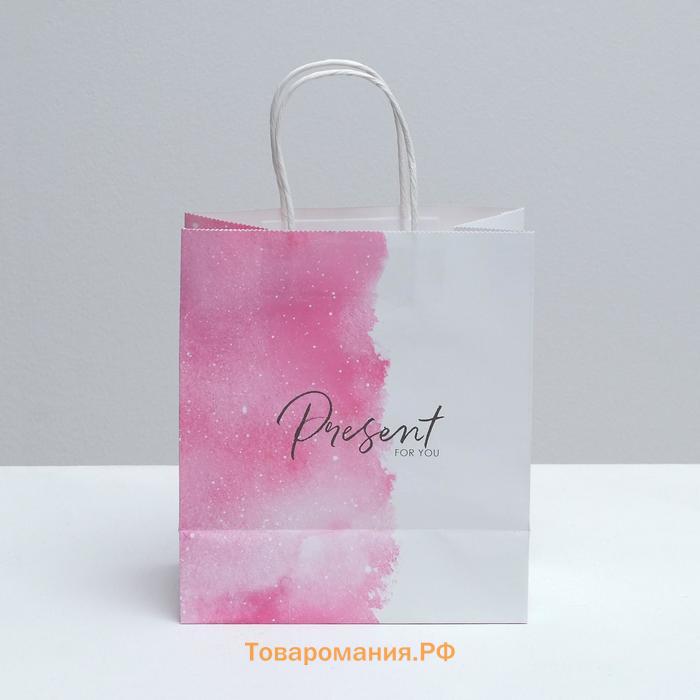 Пакет подарочный крафтовый, упаковка, «Present for you», 22 х 25 х 12 см