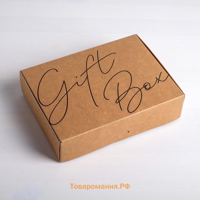 Коробка подарочная складная крафтовая, упаковка, «Gift box», 21 х 15 х 5 см