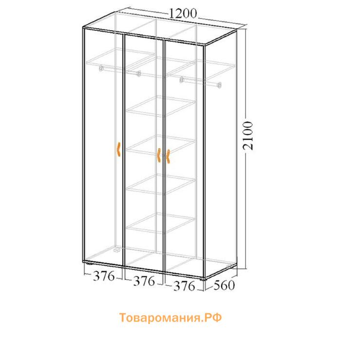 Шкаф 3-х дверный без зеркала «Венеция 9», цвет ясень анкор тёмный / ясень анкор светлый