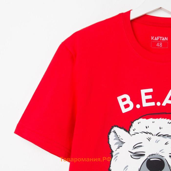 Пижама новогодняя мужская KAFTAN "Bear", цвет красный, размер 54