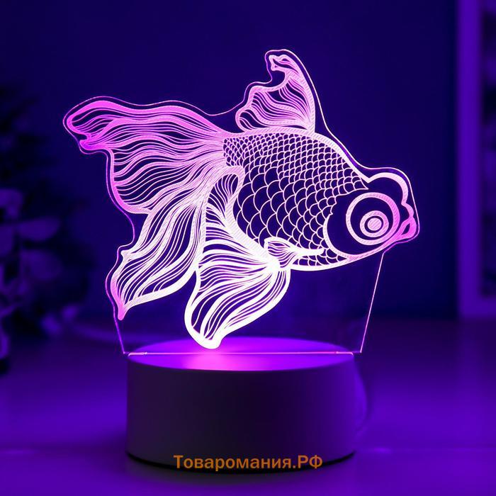 Светильник 3D ночник RISALUX «Рыбка», LED RGB, от сети, 9.5×15×16.5 см