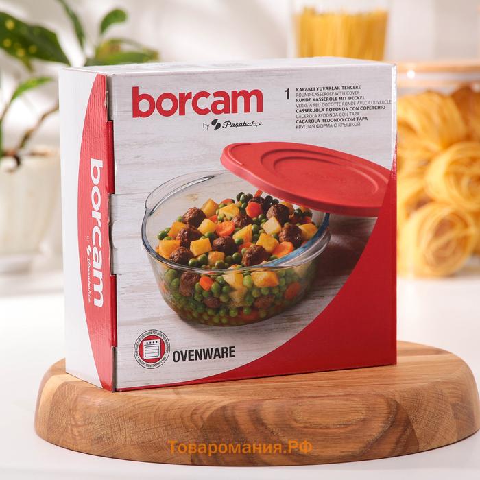 Форма для запекания из жаропрочного стекла Borcam, 1,45 л, с крышкой
