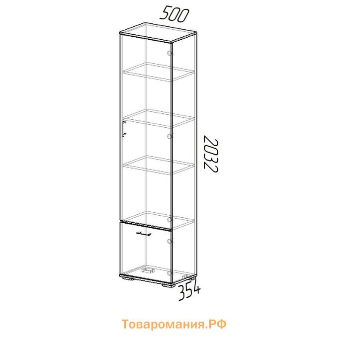 Шкаф бельевой Ника, 500х354х2032, Ясень шимо светлый/Ясень шимо темный