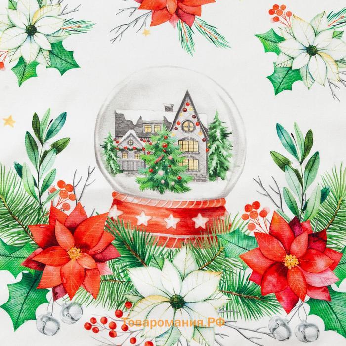 Новый год. Дорожка на стол новогодняя Christmas red flowers 40*147 см, 100% хл, саржа 190гр/м2