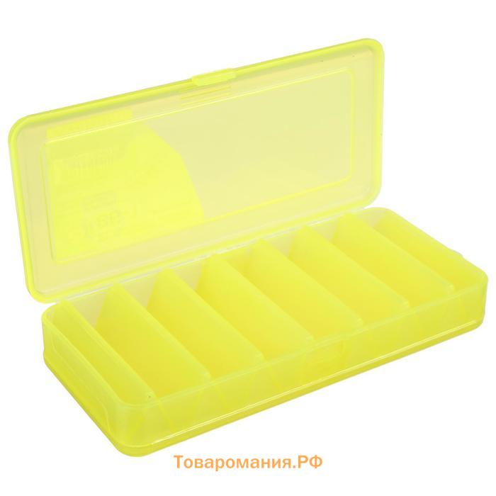 Коробка для воблеров и балансиров ВБ-1, цвет жёлтый, 2-сторонняя, 7+7 отделений, 190 × 85 × 35 мм