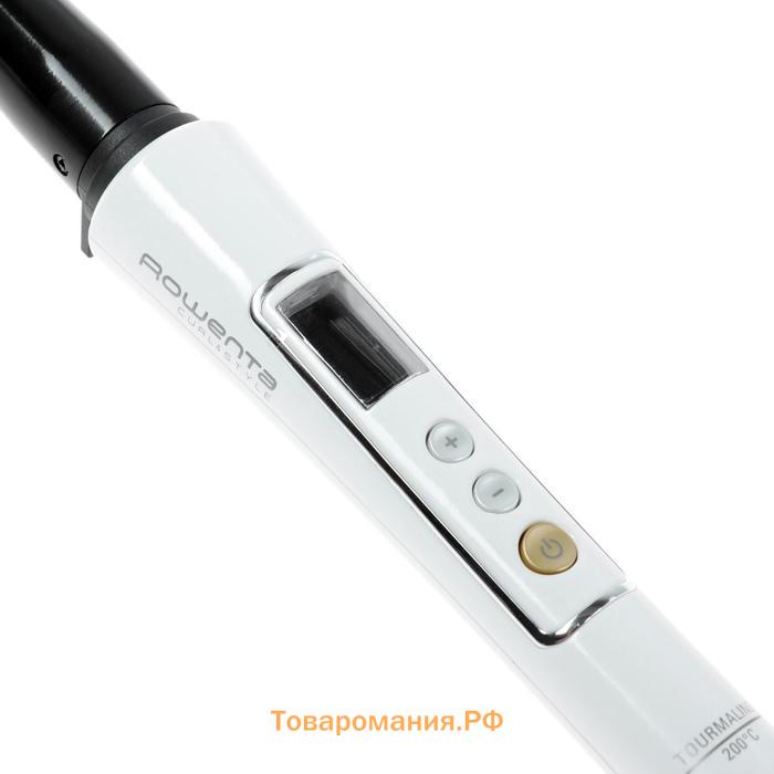 Плойка Rowenta CF3345F0, 36 Вт, конусная, турмалиновая керамика, 200°С, бело-чёрная