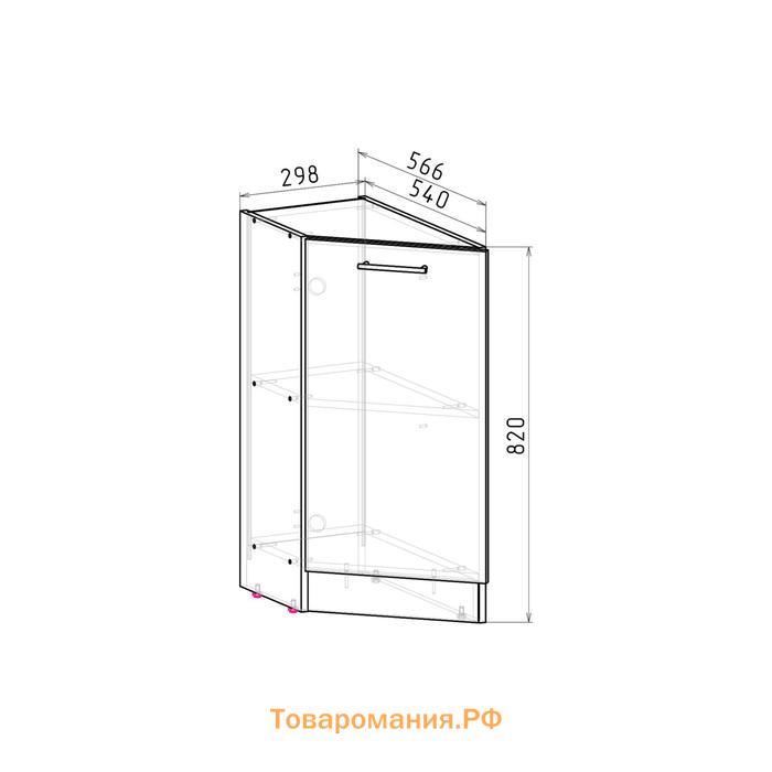 Шкаф напольный Полина, 300х600х850, завершающий левый закрытый, Венге/Бодега/Дуглас тёмный