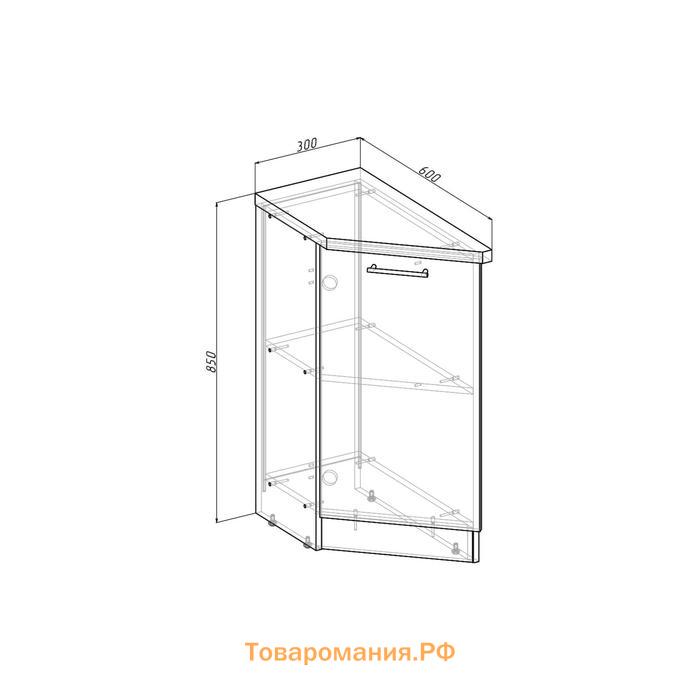 Шкаф напольный Полина, 300х600х850, завершающий левый закрытый, Венге/Бодега/Дуглас тёмный