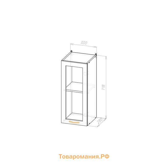 Шкаф навесной Полина 300х300х720 с витриной  венге/бодега