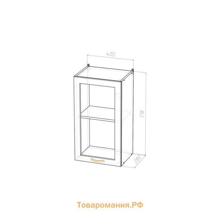 Шкаф навесной Полина 400х300х720 с витриной  венге/бодега