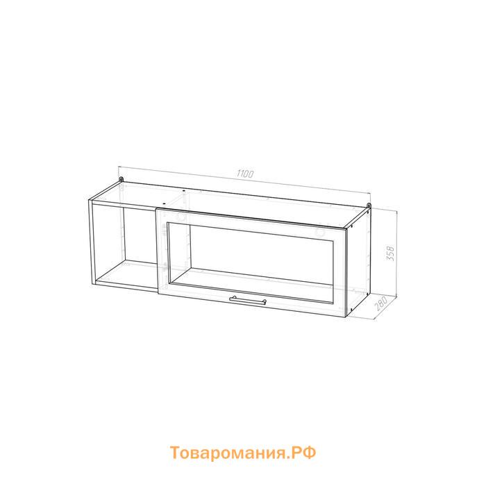 Шкаф навесной Полина 1100х300х360 с дверкой и стеклом, левый венге/бодега