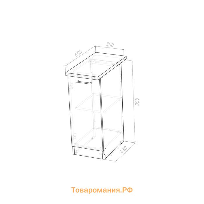 Шкаф напольный Кира 300х600 850 с 1 дверцей  венге/Квадро шимо темный/малага