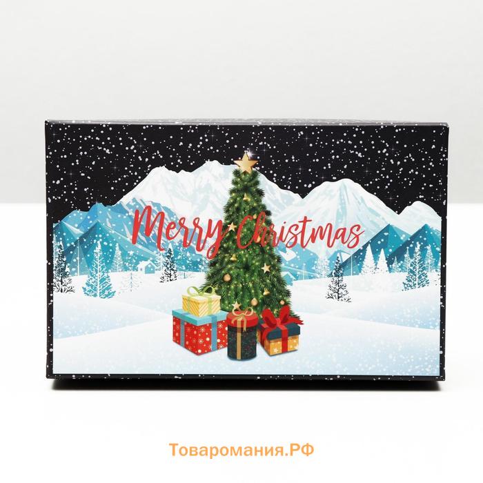 Набор подарочных новогодних коробок 3 в 1 Merry christmas, 23 х 16 х 9,5 - 19 х 12 х 6,5 см. Новый год