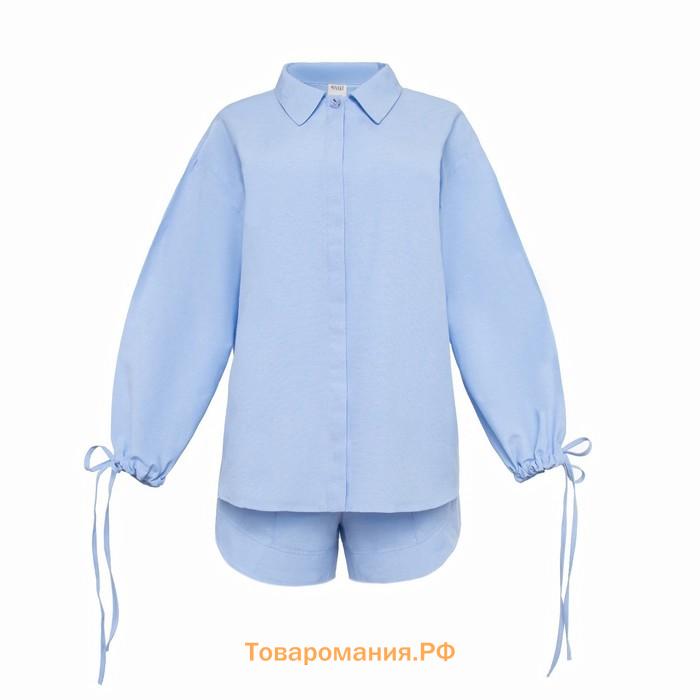 Костюм женский (блузка, шорты) MINAKU: Casual Collection цвет голубой, размер 46