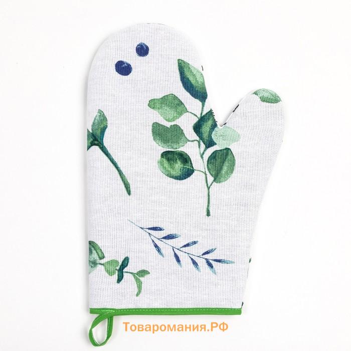 Варежка-прихватка "Доляна" Eucalyptus 20х27см,100% хлопок, рогожка 164 гр/м2