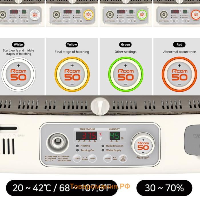 Инкубатор, на 50 яиц, автоматический переворот, 120 В, с овоскопом, Rcom