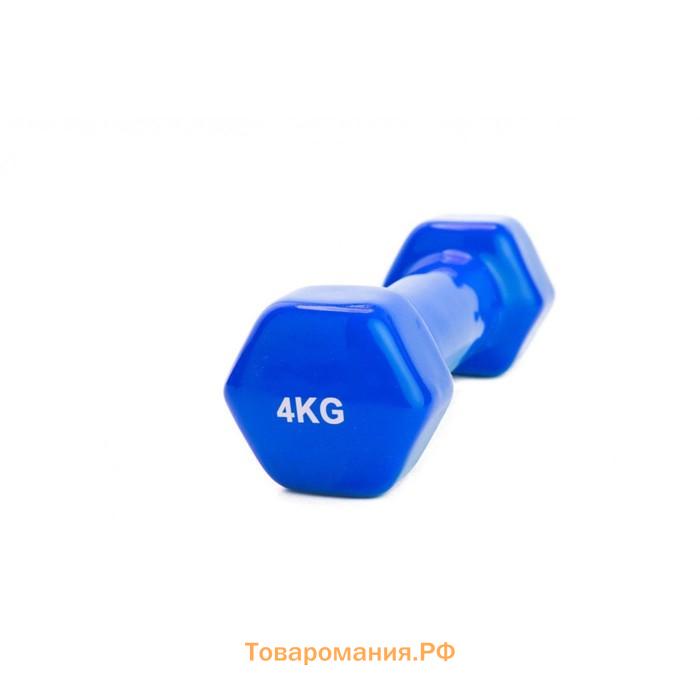 Гантель обрезиненная Bradex SF 0166, синяя, 4 кг