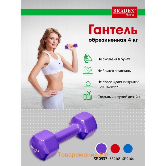 Гантель обрезиненная Bradex SF 0537, фиолетовая, 4 кг