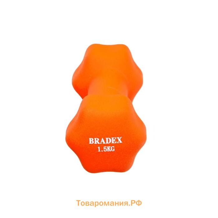 Гантель неопреновая Bradex SF 0541, оранжевая, 1,5 кг