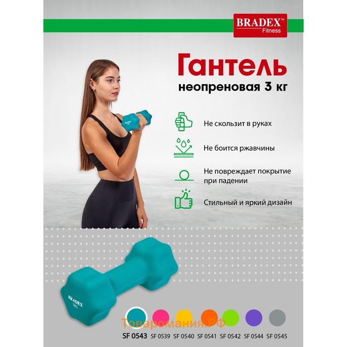 Гантель неопреновая Bradex SF 0543, голубая, 3 кг