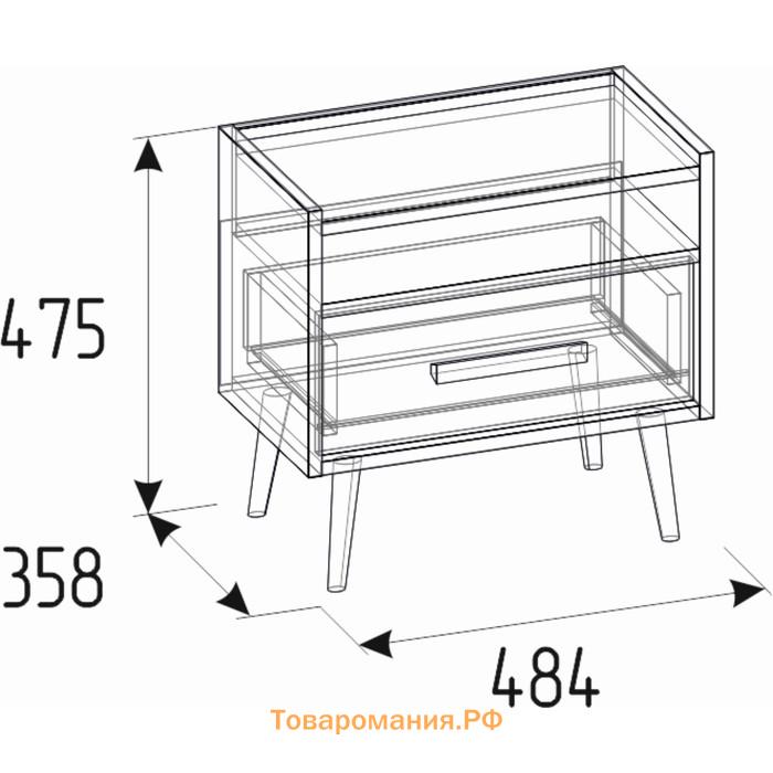 Тумба прикроватная Nature 41, 484 × 358 × 475 мм, цвет дуб табачный сraft