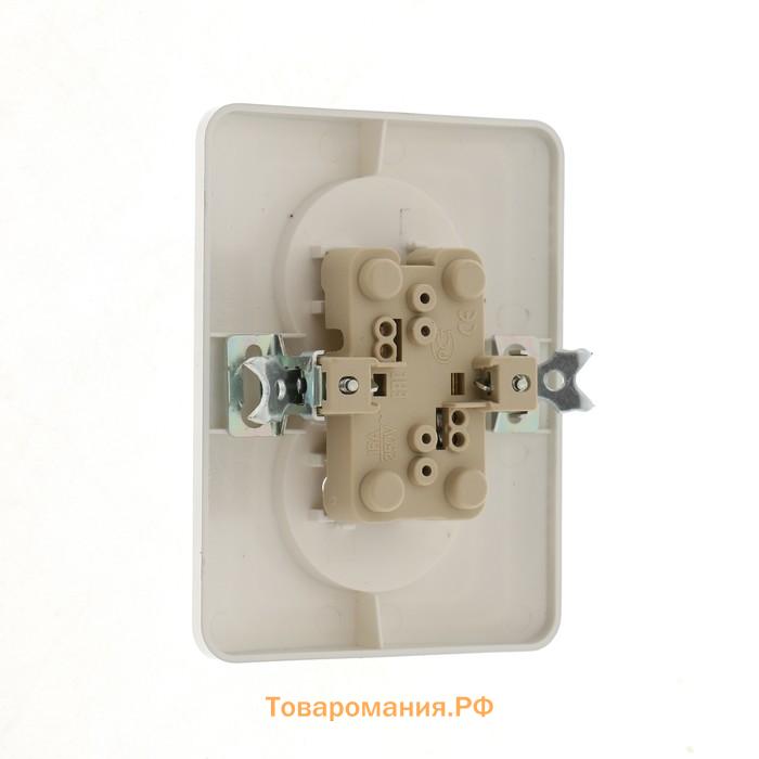 Розетка двухместная Lighting "Орион", 10 А, скрытая, без з/к, серебристая