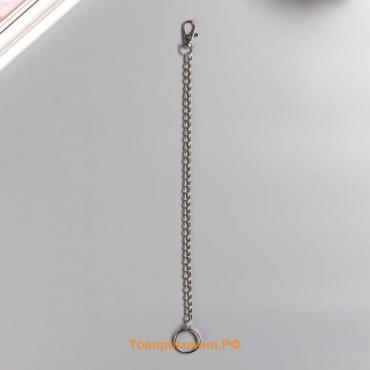 Цепочка д/ключей с карабином на кольце, серебристая 0,7х34,5 см