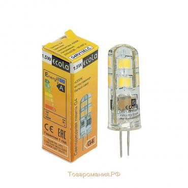 Лампа светодиодная Ecola Corn Micro, G4, 1.5 Вт, 4200 K, 320°, 35х10 мм