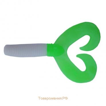 Твистер Helios Credo Double Tail White & Green, 7.5 см, 7 шт. (HS-12-016)