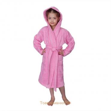 Халат для девочки с капюшоном, рост 116 см, розовый, махра