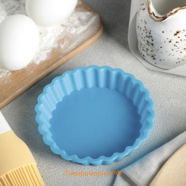 Форма для выпечки  «Рифлёный круг», силикон, 11×2.5 см, красная