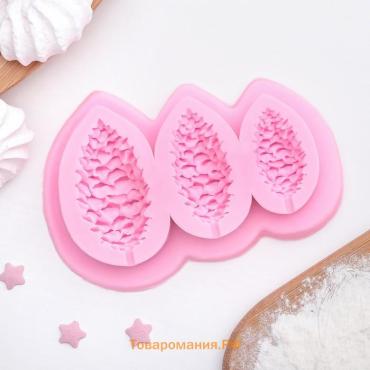 Молд для заливки новогодний  «Шишки», силикон, 10.5×7 см, розовый