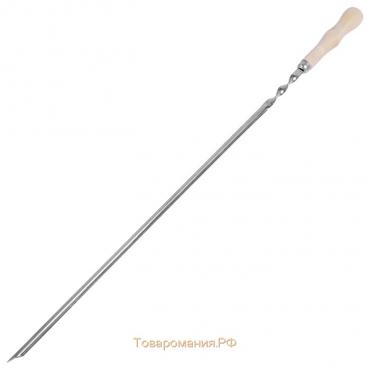 Шампур с деревянной лакированной ручкой, 73х1.2х0.25 см