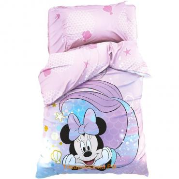 Постельное бельё 1,5 сп "Minnie Mermaid", Минни Маус, 143*215 см, 150*214 см, 50*70 см -1 шт, поплин