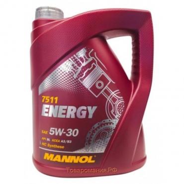 Масло моторное Mannol Energy 5W-30, SL, синтетическое, канистра, 4 л, (АКЦИЯ 3+1 л)