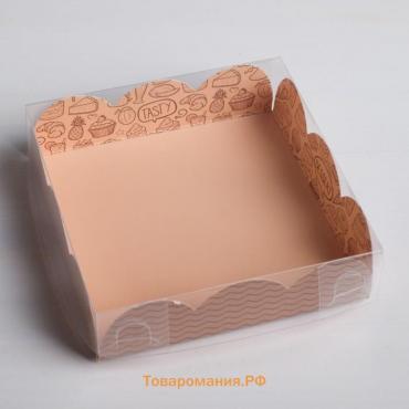 Коробка для печенья, кондитерская упаковка с PVC крышкой, Desert, 10.5 х 10.5 х 3 см