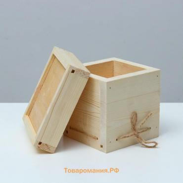 Кашпо подарочное 11×11×11 см деревянное, с крышкой