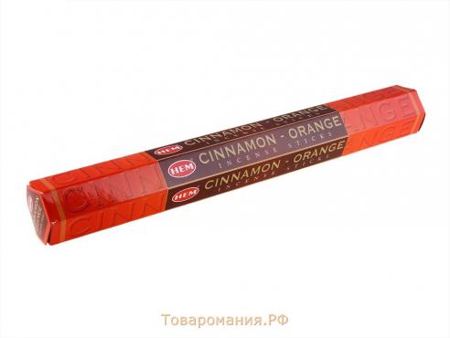 Благовония HEM "Cinnamon Orange. Корица Апельсин", 20 палочек в упаковке, шестигранник