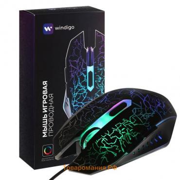 Мышь Windigo MB-2.4, игровая, оптическая, подсветка, покрытие soft-touch, 1.3 м